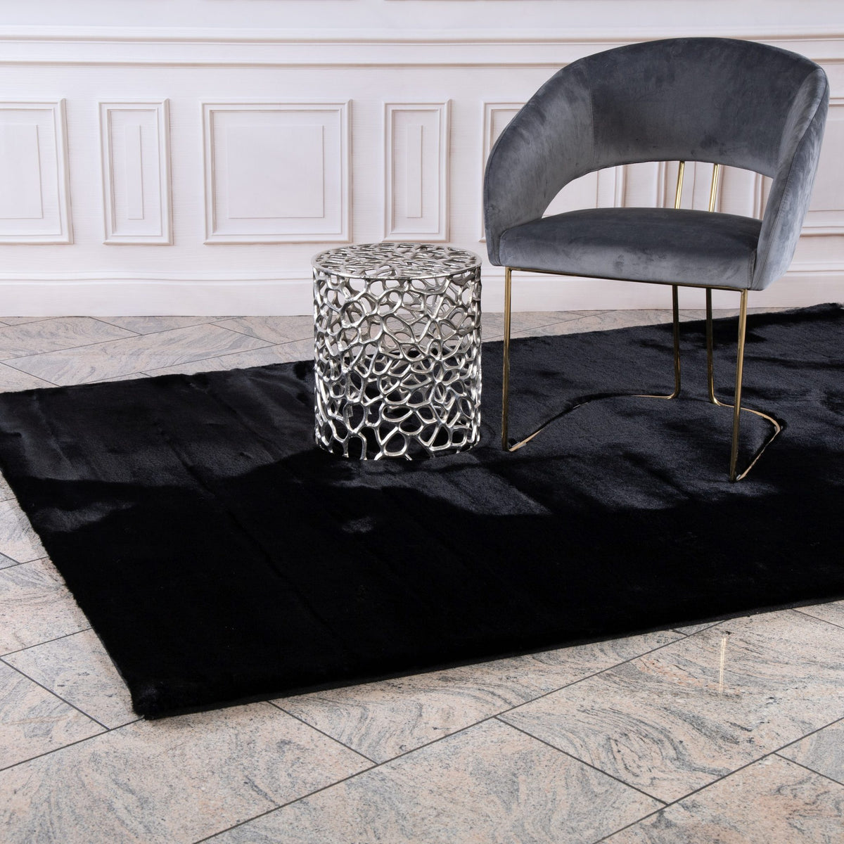 Heaven 800 — Zwart · Hoogpolig vloerkleed — sfeerfoto