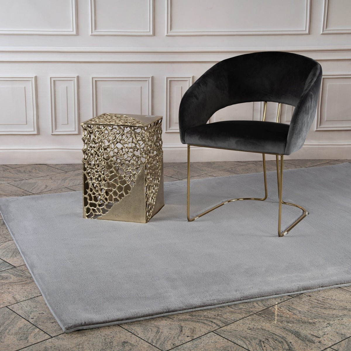 Paradise 400 — Zilver · Zachtpolig vloerkleed — sfeerfoto