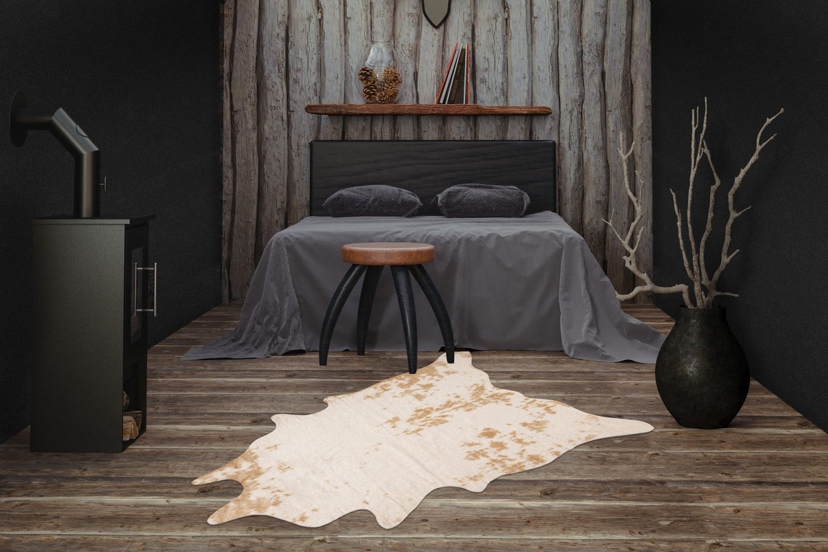 Rodeo 203 — Koeprint · Zachtpolig vloerkleed — sfeerfoto