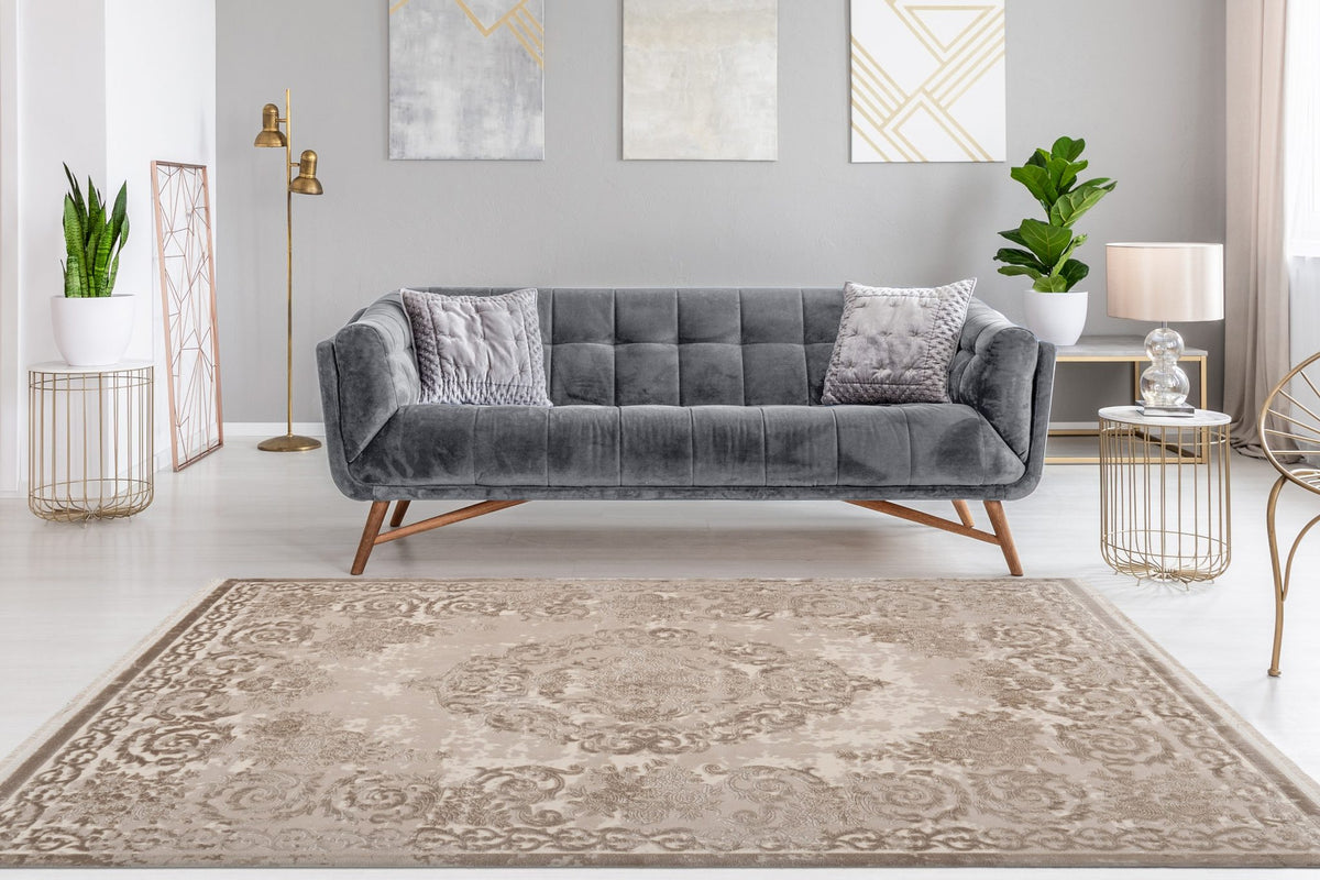 Vendome 700 — Beige · Laagpolig vloerkleed — sfeerfoto