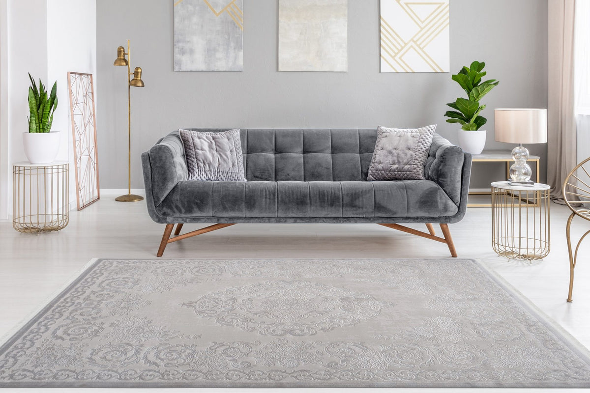 Vendome 700 — Zilver · Laagpolig vloerkleed — sfeerfoto