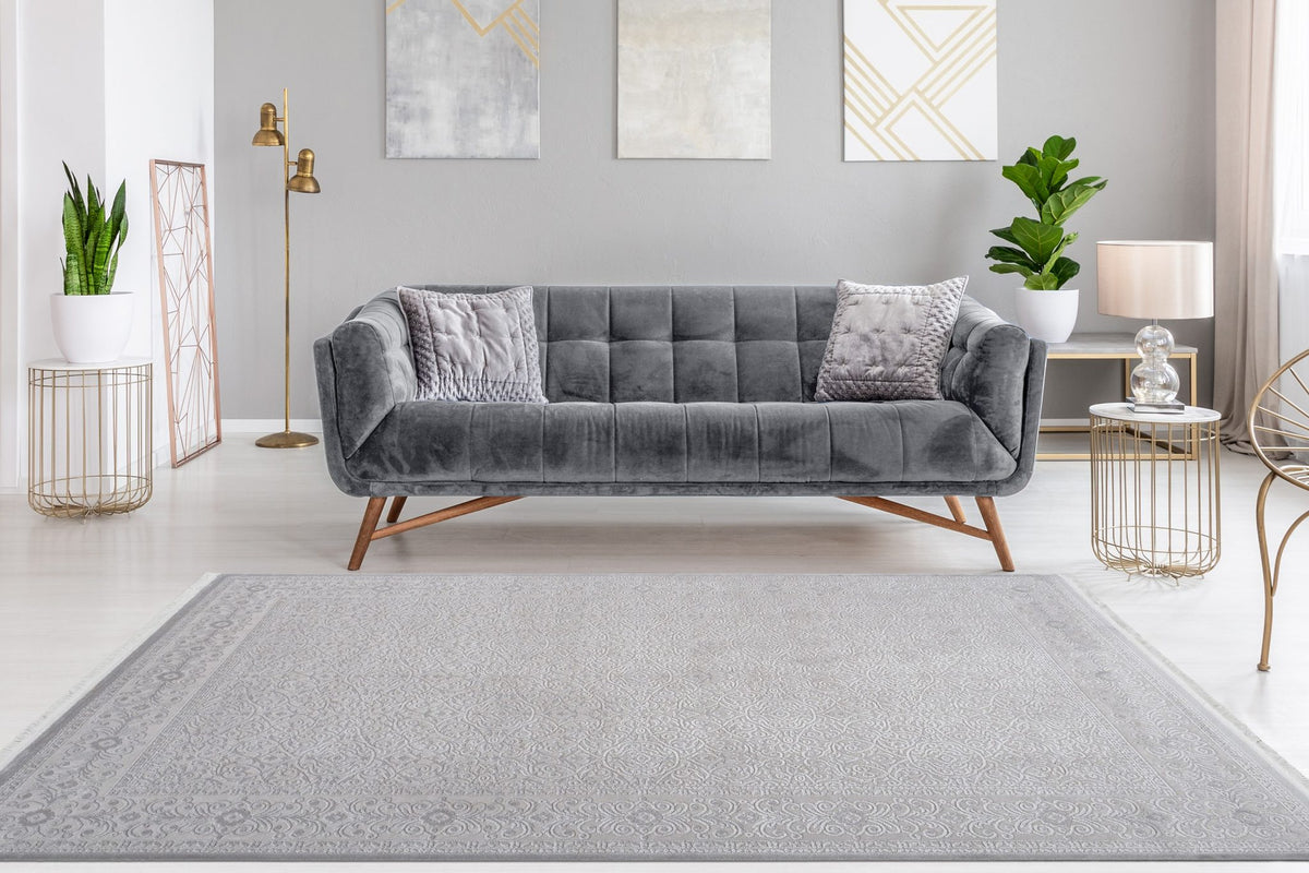 Vendome 701 — Zilver · Laagpolig vloerkleed — sfeerfoto