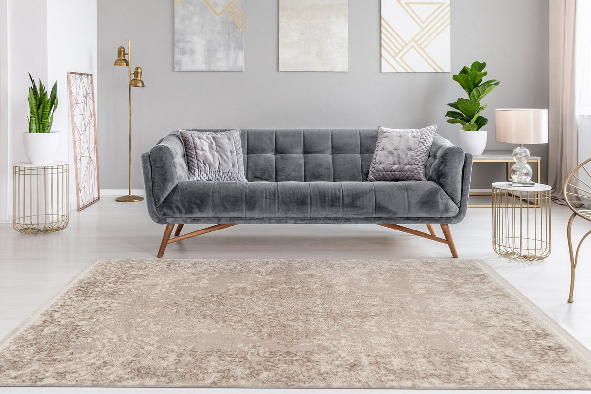 Vendome 702 — Beige · Laagpolig vloerkleed — sfeerfoto