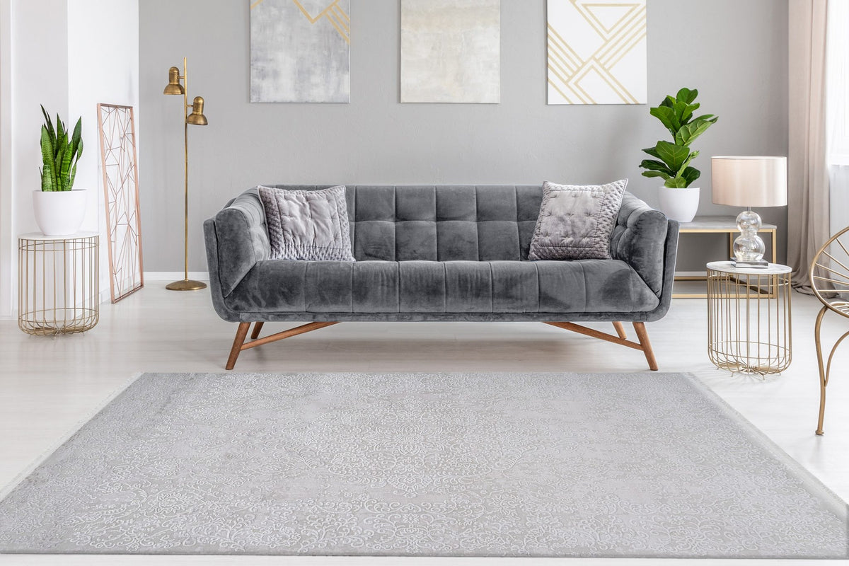 Vendome 702 — Zilver · Laagpolig vloerkleed — sfeerfoto